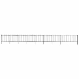 vidaXL dārza žogs ar &scaron;ķēpu galiem, tērauds, 1603,5x150 cm, melns