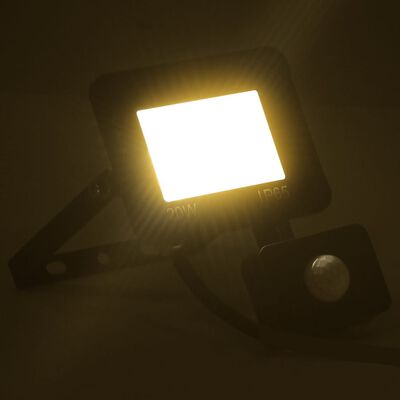 vidaXL LED prožektors ar sensoru, 20 W, silti balta gaisma