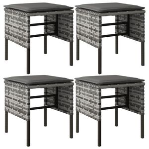 vidaXL dārza soliņi ar matračiem, 4 gab., pelēka PE rotangpalma