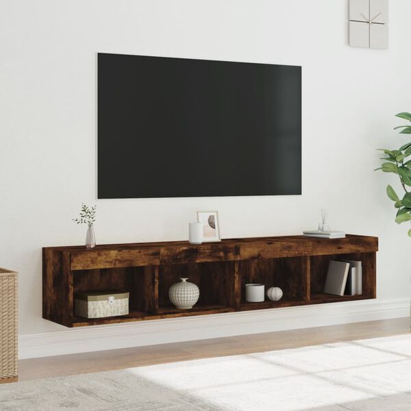 vidaXL TV skapī&scaron;i ar LED lampiņām, 2 gab., ozolkoka krāsa, 80x30x30 cm