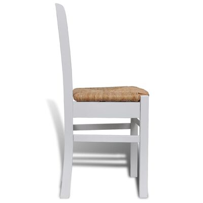 vidaXL virtuves krēsli, 6 gab., balti, priedes koks un meldri