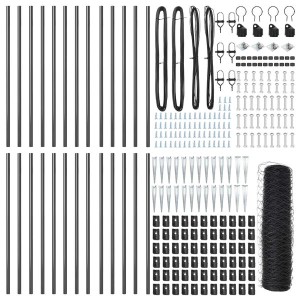 vidaXL Žoga āķis Pelēka 50 x 0,5 m (50 mm siets) Tērauds un PVC