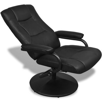 vidaXL TV krēsls ar kāju soliņu, melna mākslīgā āda