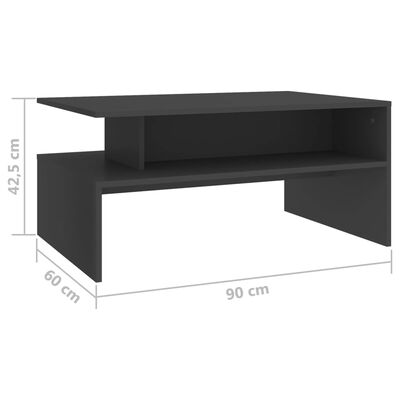 vidaXL kafijas galdiņš, pelēks, 90x60x42,5 cm, skaidu plāksne