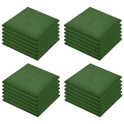 vidaXL drošības flīzes, 24 gab., zaļas, 50x50x3 cm, gumija