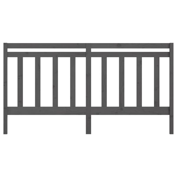 vidaXL gultas galvgalis, pelēks, 186x4x100 cm, priedes masīvkoks