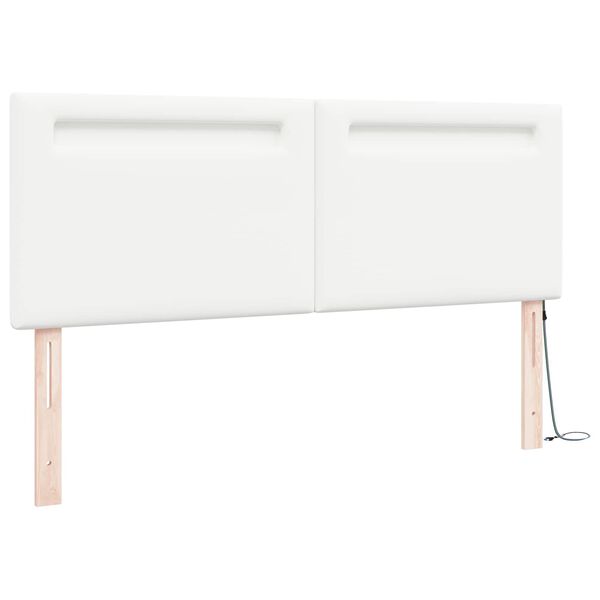 vidaXL LED gultas galva Balts 160 cm Mākslīgā āda