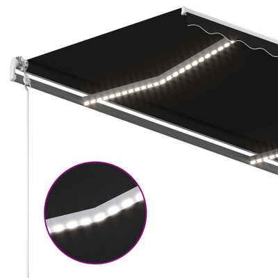 vidaXL izvelkama markīze ar LED, 3x2,5 m, manuāla, antracītpelēka