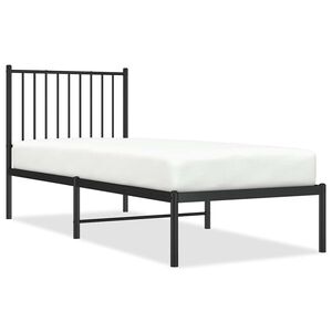 vidaXL gultas rāmis ar galvgali, melns metāls, 75x190 cm