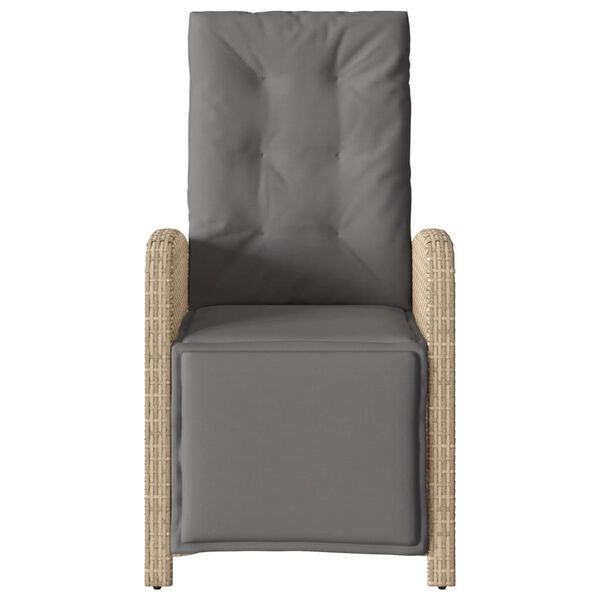 vidaXL atgāžams dārza krēsls ar kāju balstu, bēša PE rotangpalma