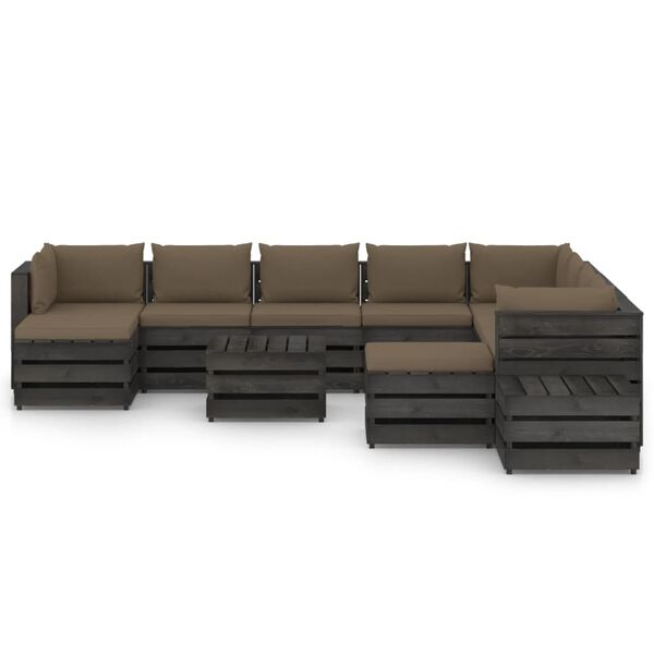 vidaXL 12-daļīgs dārza atpūtas mēbeļu komplekts ar matračiem, koks