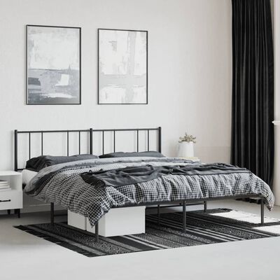 vidaXL gultas rāmis ar galvgali, melns metāls, 200x200 cm