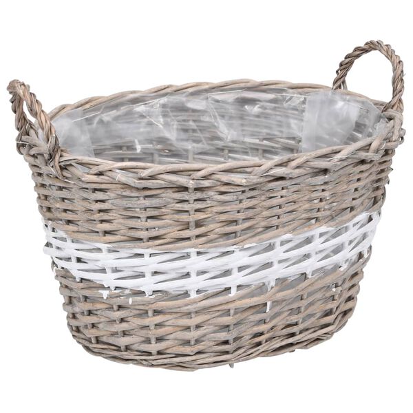 vidaXL augstās puķu kastes, 3 gab., klūgu pinums ar PE oderi