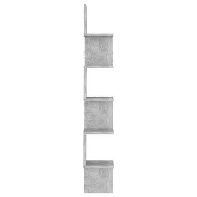 vidaXL sienas stūra plaukts, betonpelēks, 20x20x127,5cm, skaidu plātne