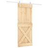 vidaXL Slīdo&scaron;ās durvis Dabisks un balts 80 x 210 cm Cieta priedes koks