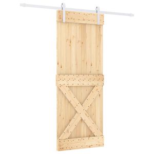 vidaXL Slīdo&scaron;ās durvis Dabisks un balts 80 x 210 cm Cieta priedes koks