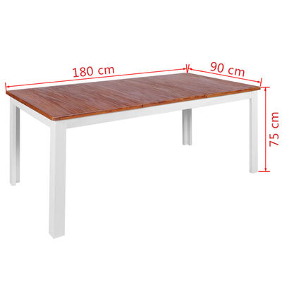 vidaXL virtuves galds, 180x90x75 cm, masīvs tīkkoks un sarkankoks