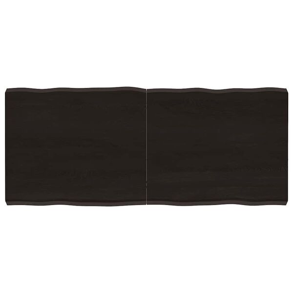 vidaXL galda virsma, tum&scaron;i brūna, 140x60x(2-6) cm, ozola masīvkoks