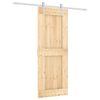 vidaXL Slīdo&scaron;ās durvis Dabisks un balts 80 x 210 cm Cieta priedes koks
