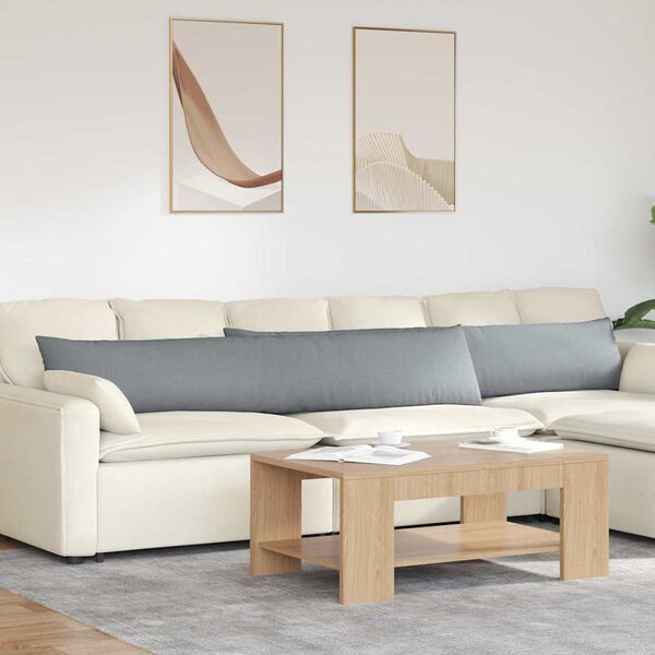 vidaXL Dīvāna spilveni 2 pcs Gai&scaron;i pelēks 200 x 40 cm audums