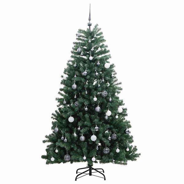 vidaXL mākslīgā Ziemassvētku egle, bumbiņu komplekts, 240 cm, 300 LED