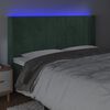 vidaXL gultas galvgalis ar LED, 163x16x118/128 cm, tum&scaron;i zaļ&scaron; samts
