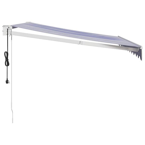 vidaXL izvelkama markīze, automātiska, zila, balta, 3,5x2,5 m