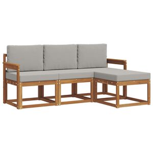 vidaXL Āra dīvānu komplekts ar spilvenu 4 pcs Dabīgs un gai&scaron;i pelēks