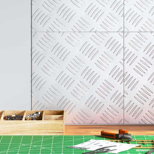 vidaXL Trepju paklājs Kvadrātveida 4 pcs Sudraba 30 x 30 cm Alumīnijs