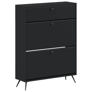 vidaXL Apavu skapis BREDA 78 x 24 x 103 cm Inženierijas koks Melns