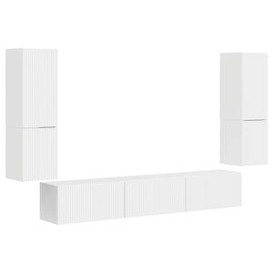 vidaXL TV skapī&scaron;u komplekts 4 pcs Augsta spīduma baltā krāsa