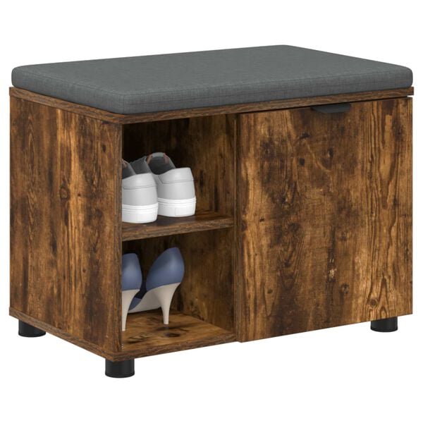 vidaXL Zāles sols ar spilvenu ar durvīm Kūpināts Ozols 60 x 38 x 46 cm