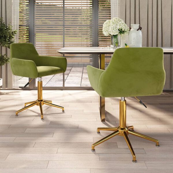 vidaXL grozāmi virtuves krēsli, 2 gab., gai&scaron;i zaļ&scaron; samts