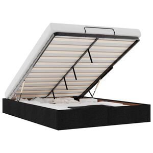 vidaXL Osmaņu gultas rāmis bez matrača melns 140x190 cm audums