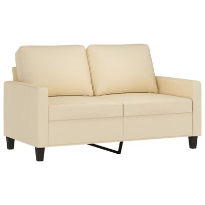 vidaXL divvietīgs dīvāns, krēmkrāsas audums, 120 cm