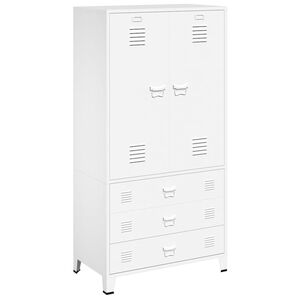 vidaXL skapis, 90x50x180 cm, metāls, balts
