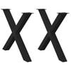 vidaXL ēdamgalda kājas, 2 gab., X-veida, melnas, 90x(72-73) cm, tērauds