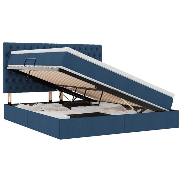 vidaXL Gulta ar uzglabā&scaron;anas vietu un matraci Zila 160 x 200 cm