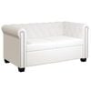 vidaXL Chesterfield dīvāns, divvietīgs, balta mākslīgā āda