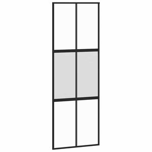 vidaXL bīdāmās durvis, melnas, 76x205 cm, rūdīts stikls un alumīnijs