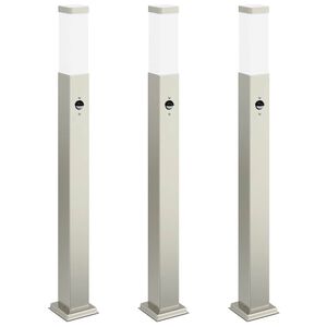 vidaXL stabveida gaismekļi ar sensoru, 3 gab., 80 cm, nerūsējo&scaron;ais tērauds, IP44