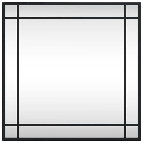 vidaXL sienas spogulis, melns, 50x50 cm, kvadrāta, dzelzs