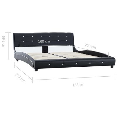 vidaXL gulta ar matraci, melna, 160x200 cm, mākslīgā āda