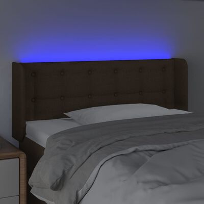 vidaXL gultas galvgalis ar LED, 83x16x78/88 cm, tumši brūns audums