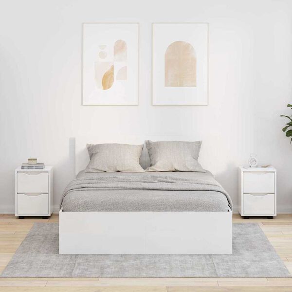 vidaXL Nakts skapī&scaron;i ar atvilktni 2 pcs Augsta spīduma baltā krāsa