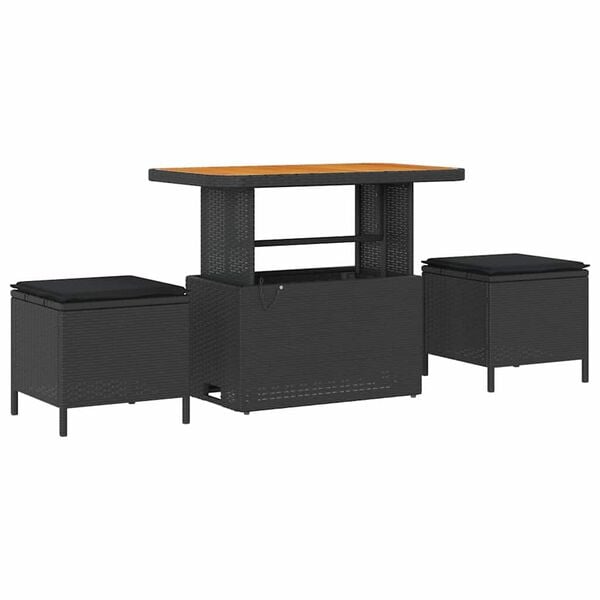 vidaXL Dārza dīvānu komplekts 10 pcs Melna Poliūtu rotangpalma