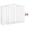 vidaXL arkveida gabiona grozi, 3 gb., 200x50x140/160cm, cinkota dzelzs