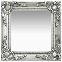 vidaXL baroka stila sienas spogulis, 40x40 cm, sudraba krāsā