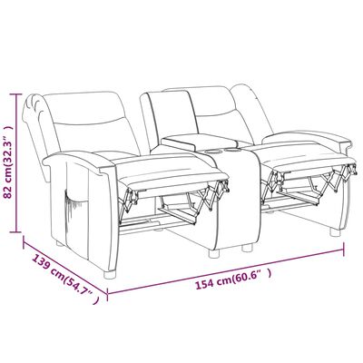vidaXL divvietīgs krēsls ar glāžu turētāju, krēmkrāsas audums