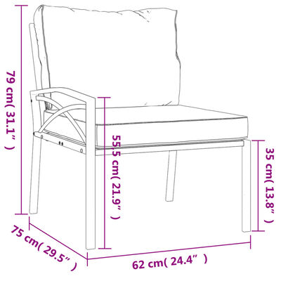 vidaXL dārza krēsli, smilškrāsas matrači, 2 gab., 62x75x79 cm, tērauds